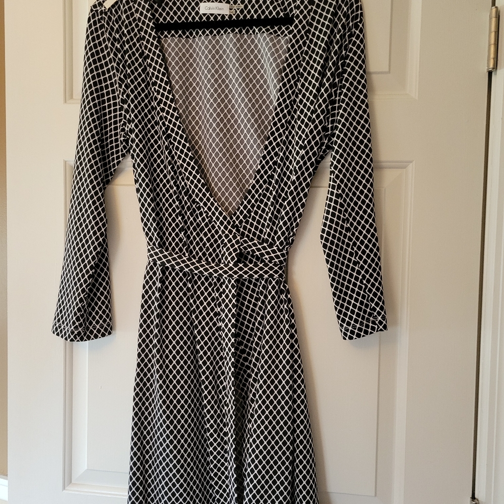 Calvin Klein Black & White Wrap Dress
